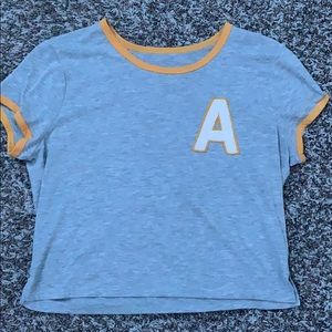 AÉROPOSTALE Grey yellow trim A top